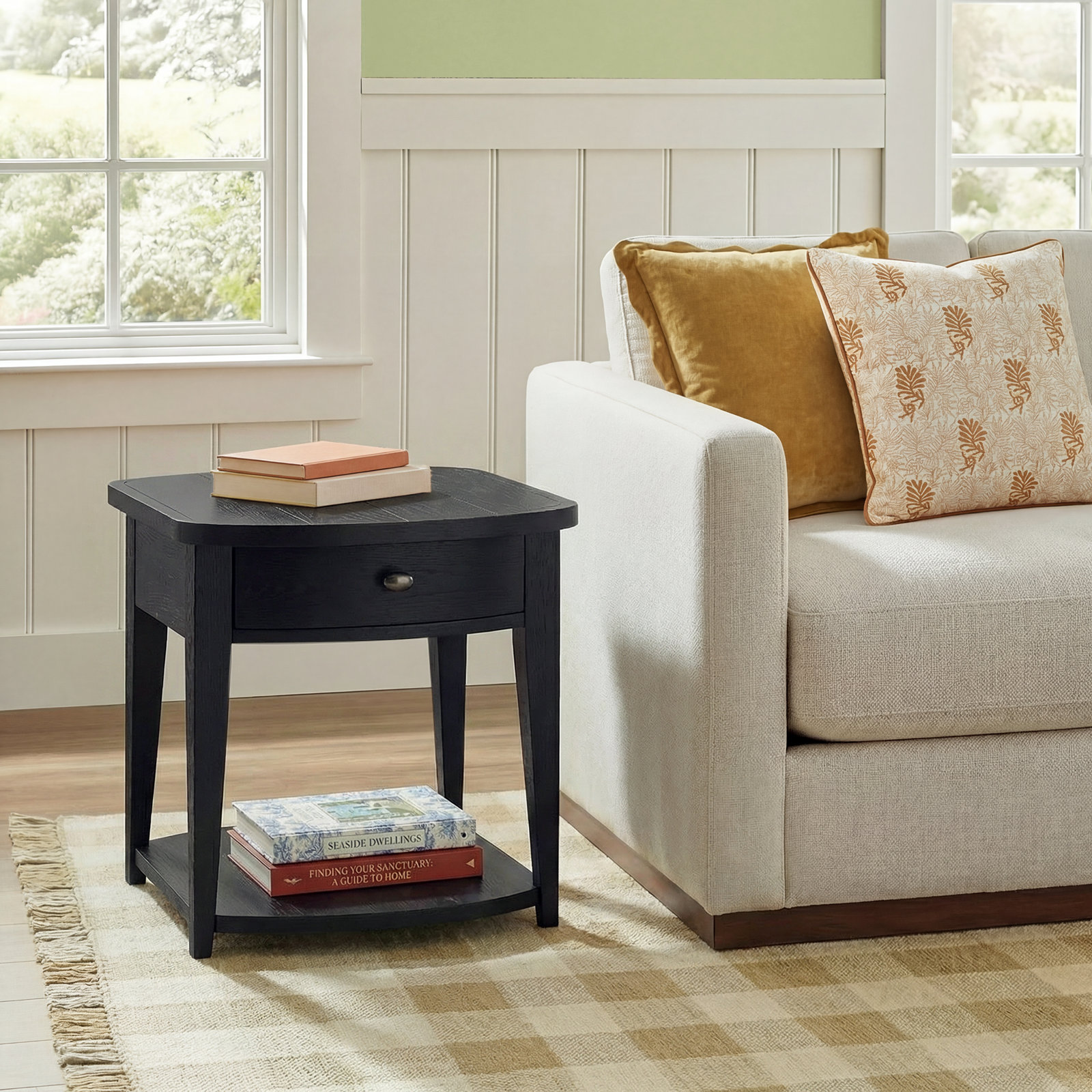 Mya End Table With Storage, Black