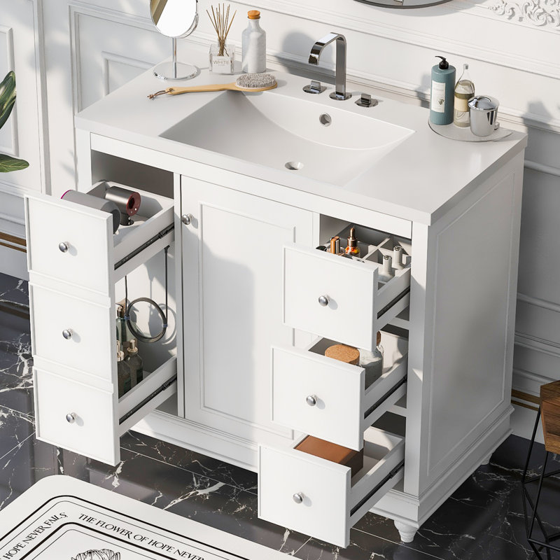 Meuble-lavabo 36 po avec comptoir, Blanc
