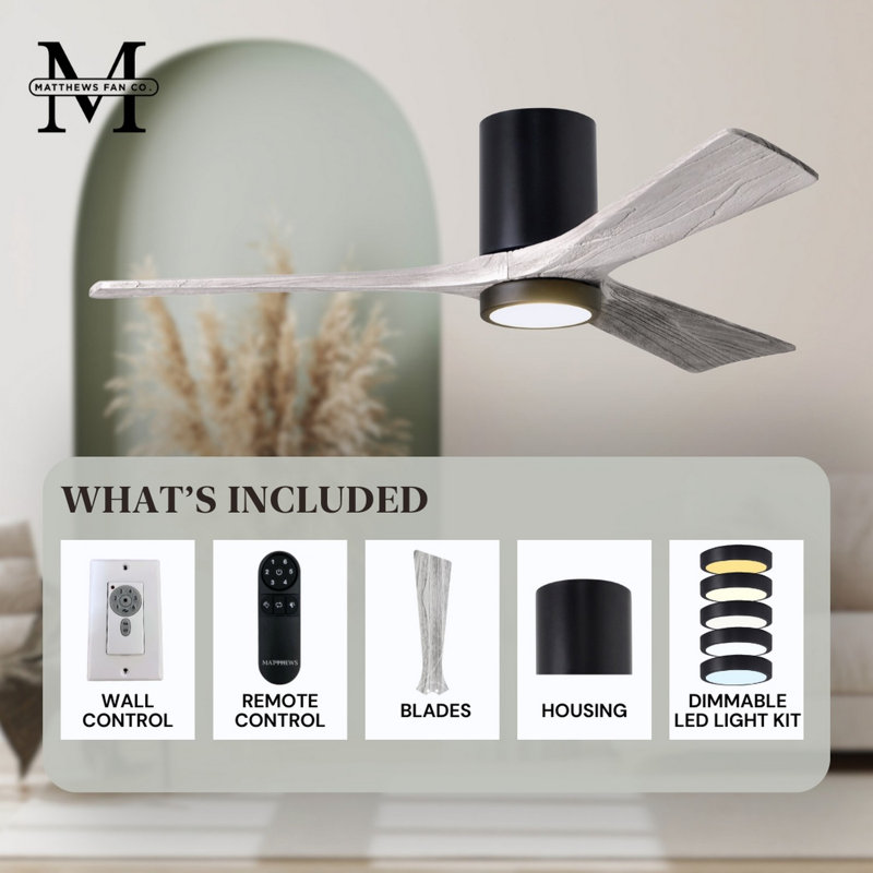 Irene LED Ceiling Fan, Barn Wood Tone, Matte Black, 42"