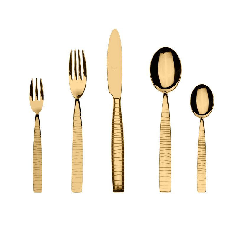 Ensemble de couverts Tigre avec fourchettes à gâteaux - 30 pièces - Or, Doré