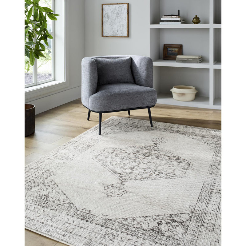 Our PNW Home x Livabliss Vintage Traditional Oriental Boho Tan Cream Area Rug, Rectangle 6'7" x 9'