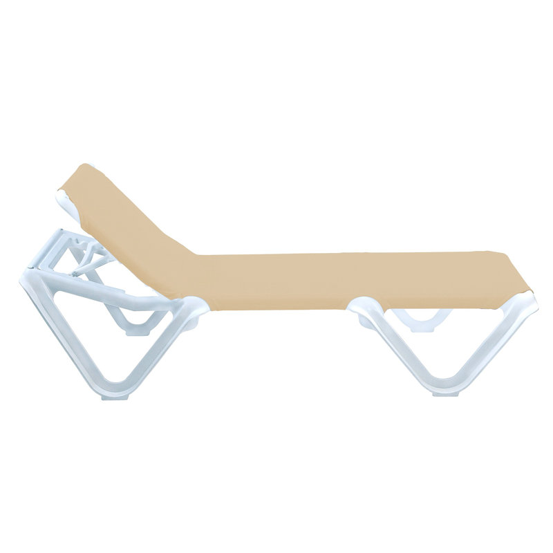 Grosfillex Nautical 78" Long Reclining Chaise, Khaki
