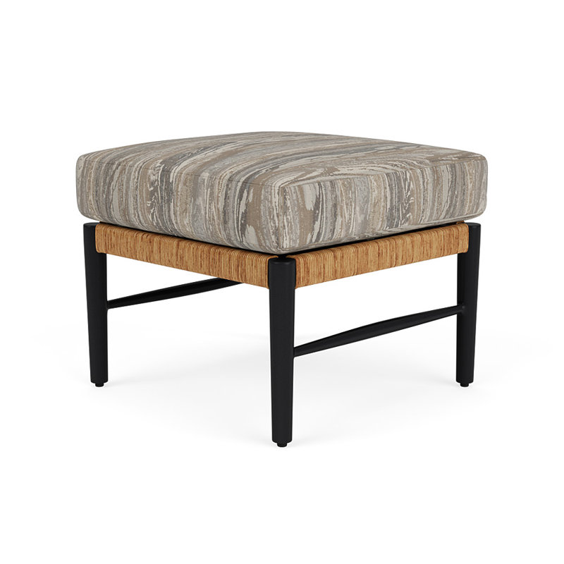 Galloway Outdoor Ottoman Patio Ottoman, Woodgrain Ash
