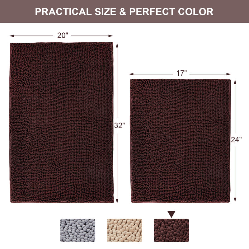 Cecillia Microfiber Non-Slip Bath Mat, Black