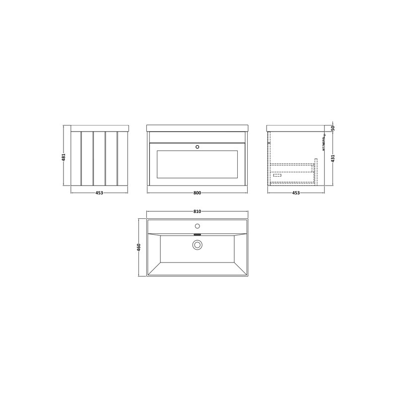 Mankato Bathroom Vanity, Soft Black, 810 cm