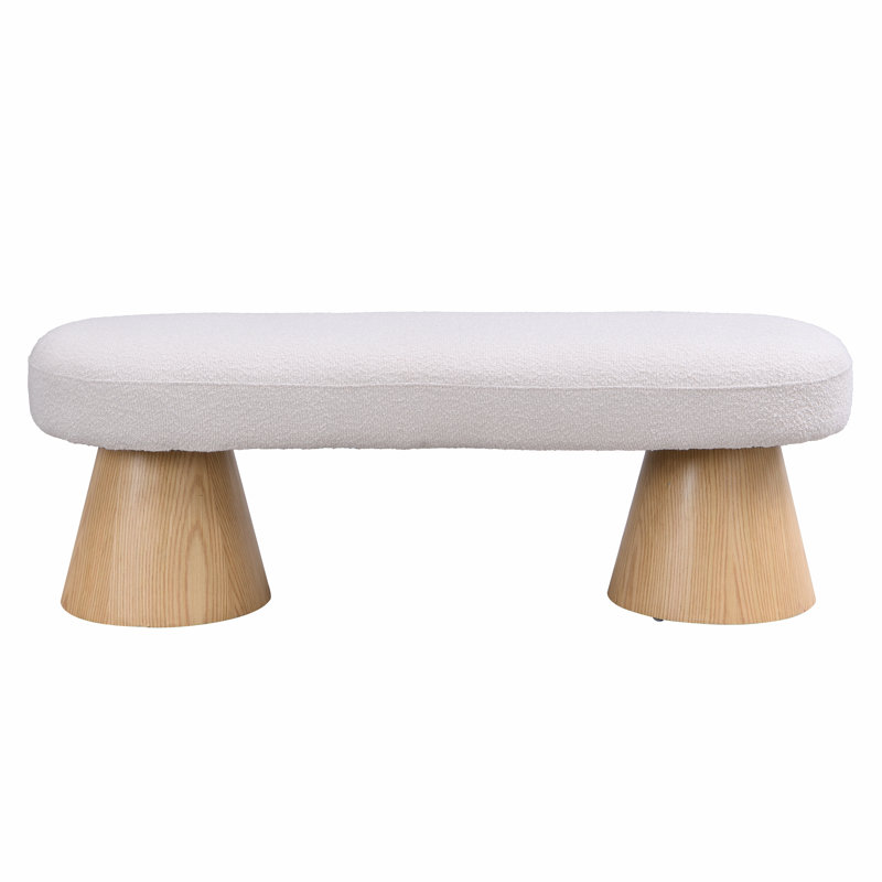 Tommy Modern Dining Bench, 17" H x 49" W x 16.5" D, Beige, Natural