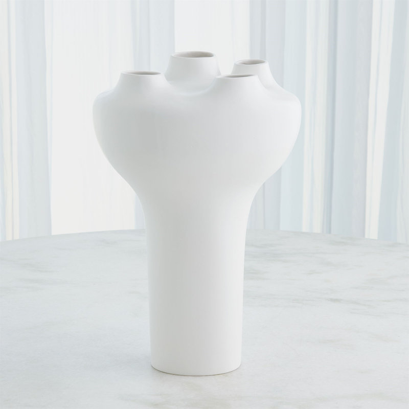 Geyser Handmade Earthenware Table Vase, White