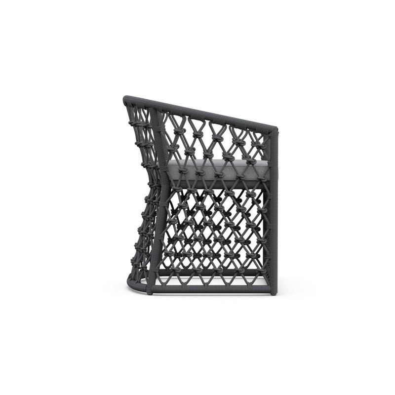 Amelia Patio Dining Armchair with Cushion, Matte Charcoal Frame/Ash Cushion