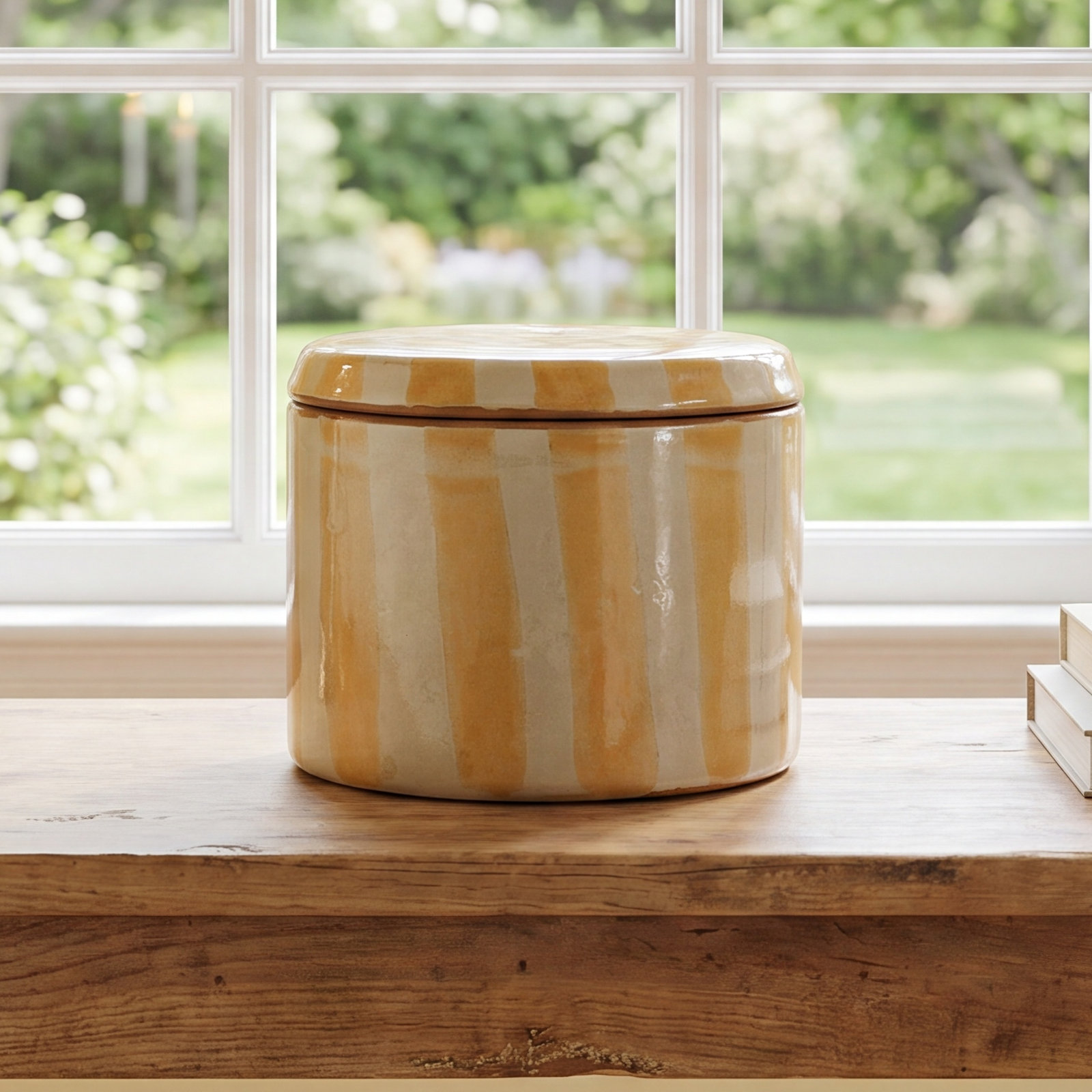 Striped Stoneware Jar