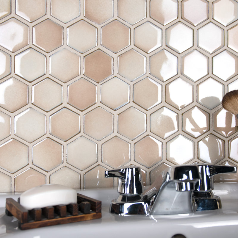 Hudson Due 2" x 2" Hex Porcelain Mosaic Wall & Floor Tile, Truffle