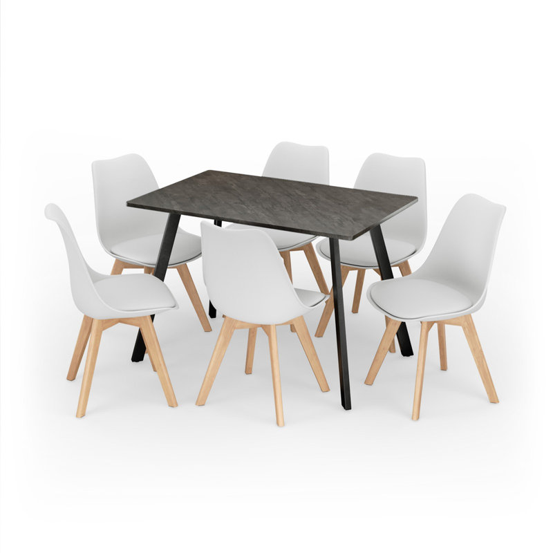 6 - Person Dining Set, White, Grey