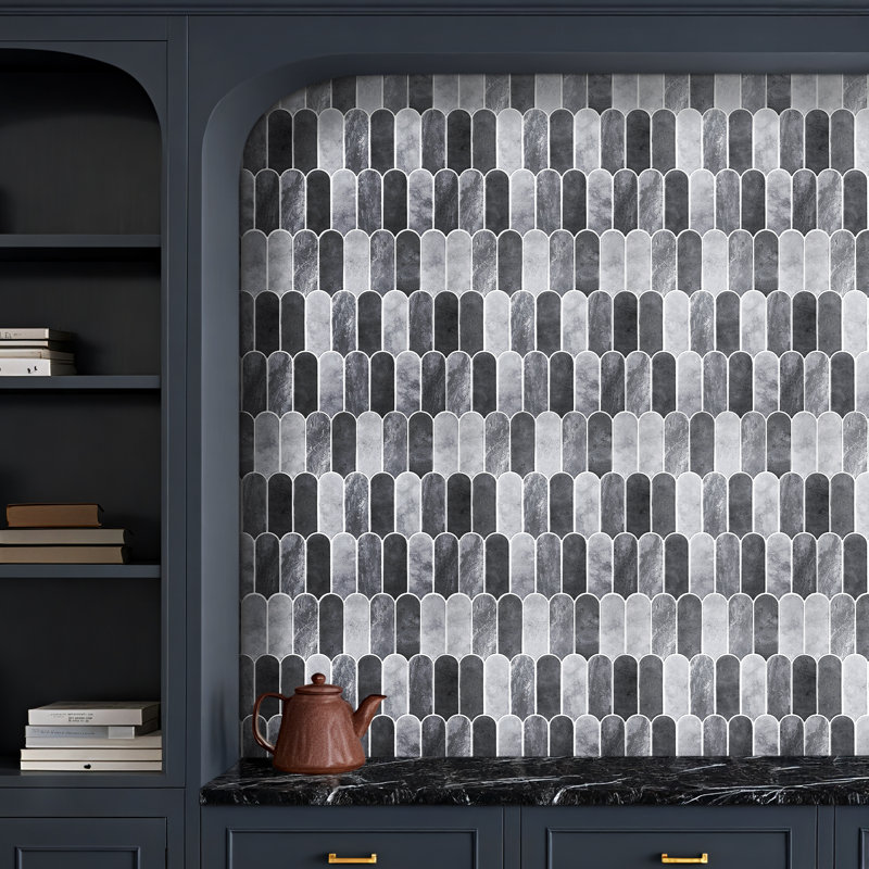 30.5 x 30.5 cm PET/PU Tile , Grey/Black/White