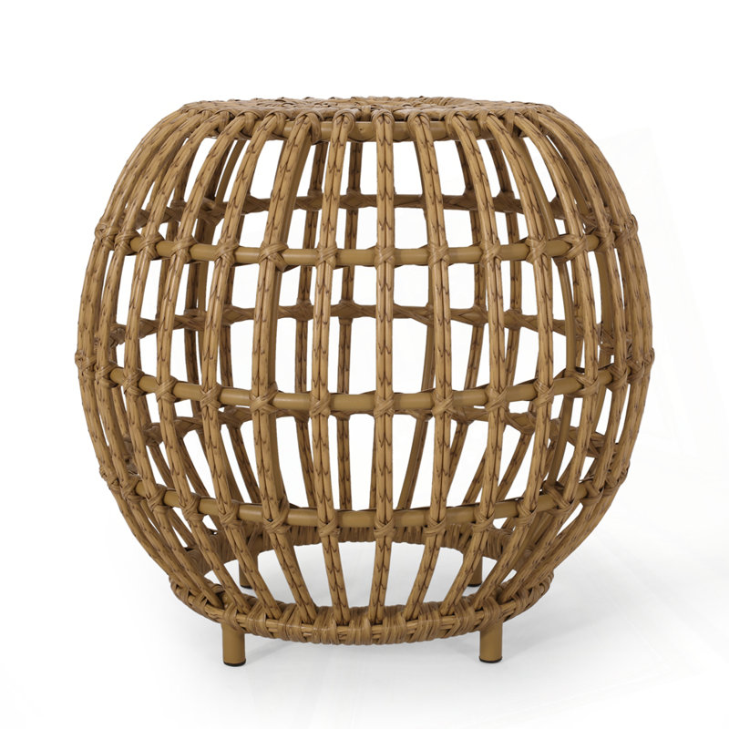 Table d'appoint en faux tissage de rotin pour l'intérieur et l'extérieur