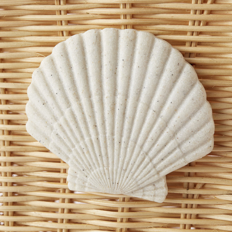 Coastal Woven Wicker Wastebasket with Seashell Accent