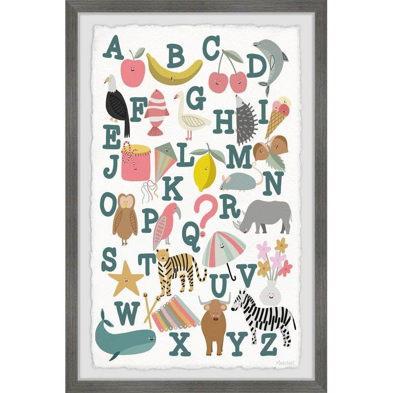 Langridge Learn Abcs, reproduction encadrée, H 12 po x l 8 po x P 1,5 po