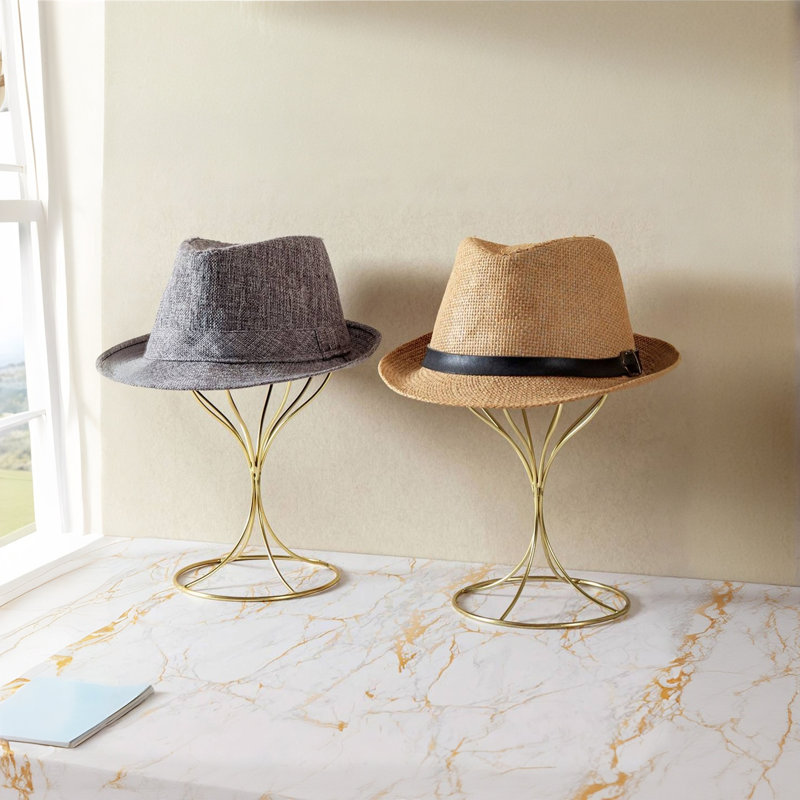 Rashmi 2 Piece Hat and Wig Display Stand Set, Brass