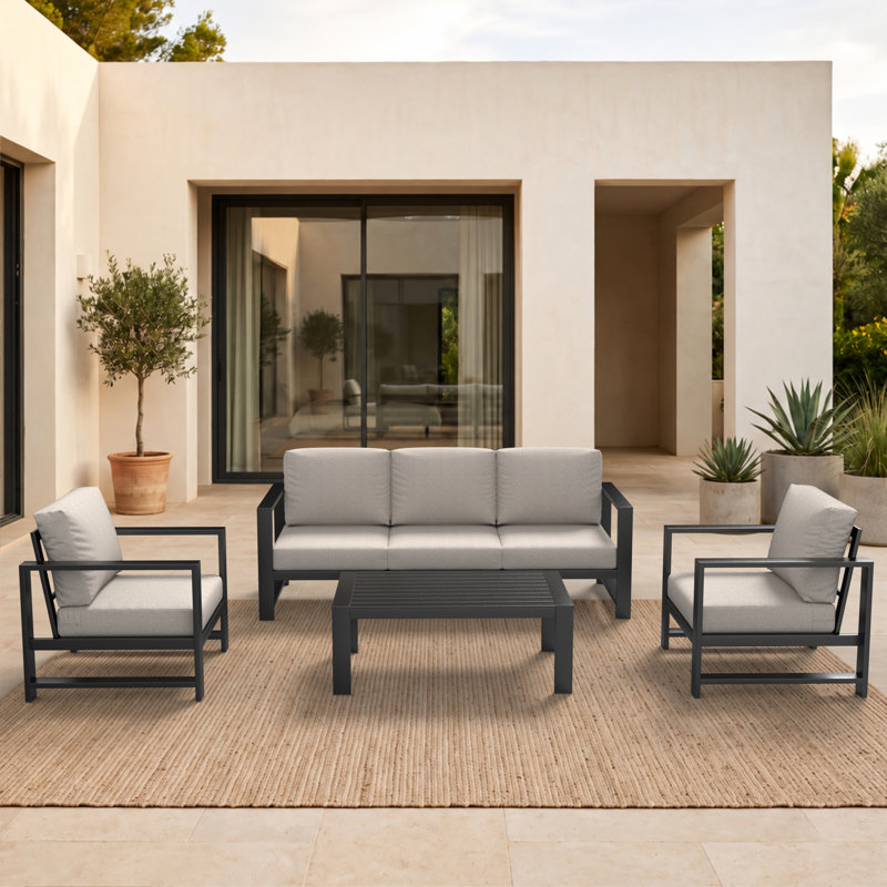 Dulcie 5-Person Seating Set with Sunbrella® Cushions, Cast Silver Sunbrella®