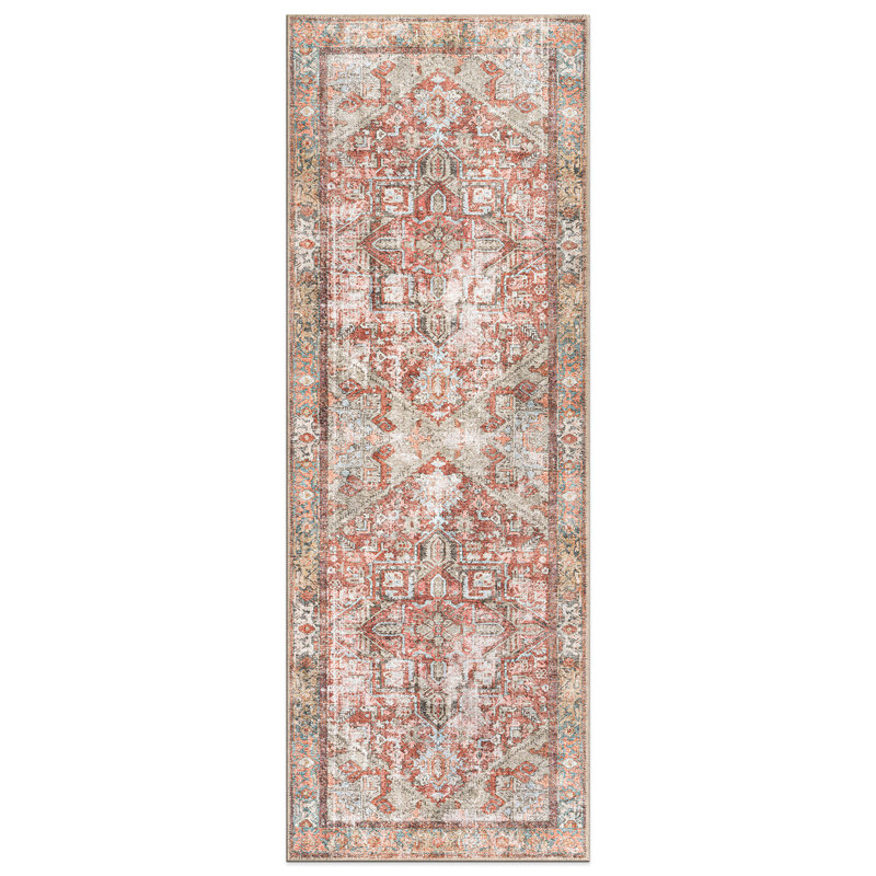 Vintage Boho Medallion Machine Washable Non Slip Area Rug, Runner 2'6" x 10'