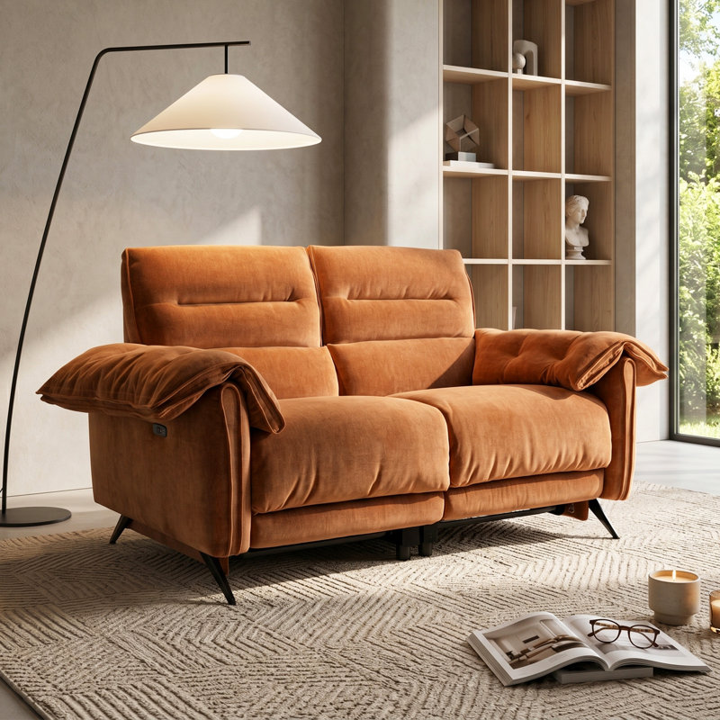  66" Oversized Power Reclining Loveseat with USB-A and USB-C Ports and Dual Footrests, Sienna Brown, Loveseat, Sienna Brown
