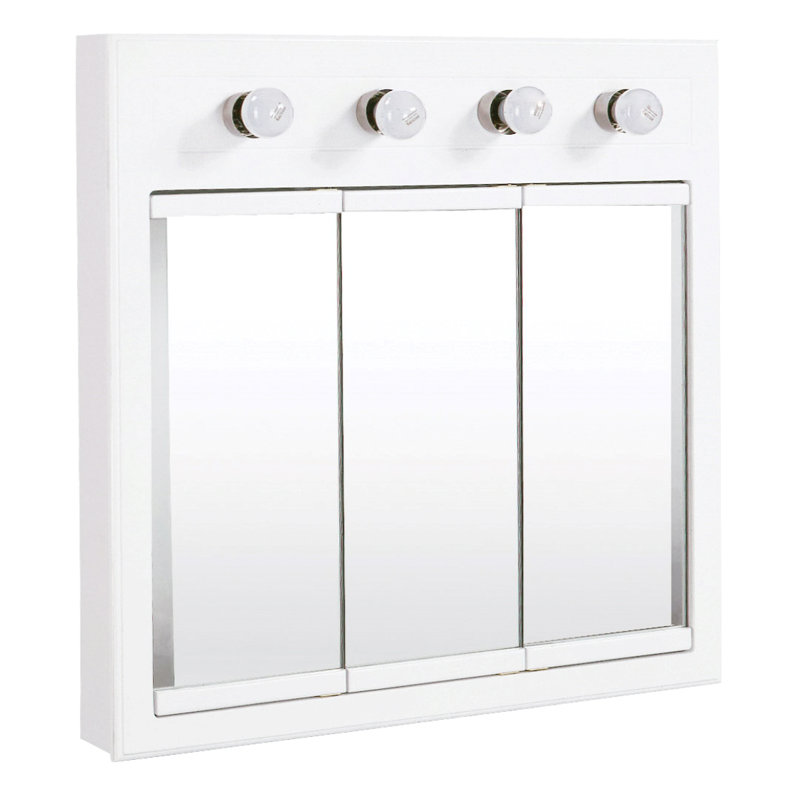 Bathroom Medicine Cabinet, Wall Mounted, Mirror, White, 30" H x 30" W x 5.13" D