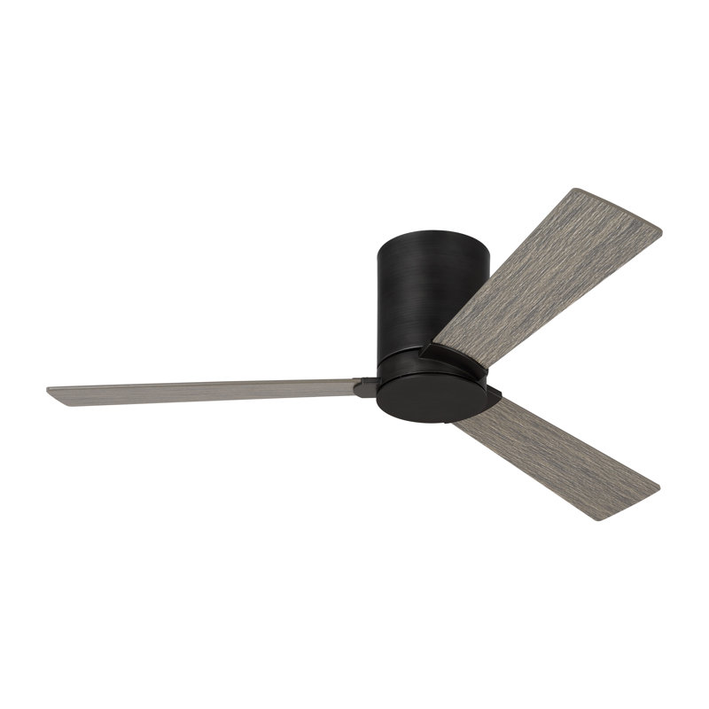 Rozzen Outdoor Ceiling Fan, Aged Pewter, 9.3" H x 52" W, Light Gray Weathered Oak