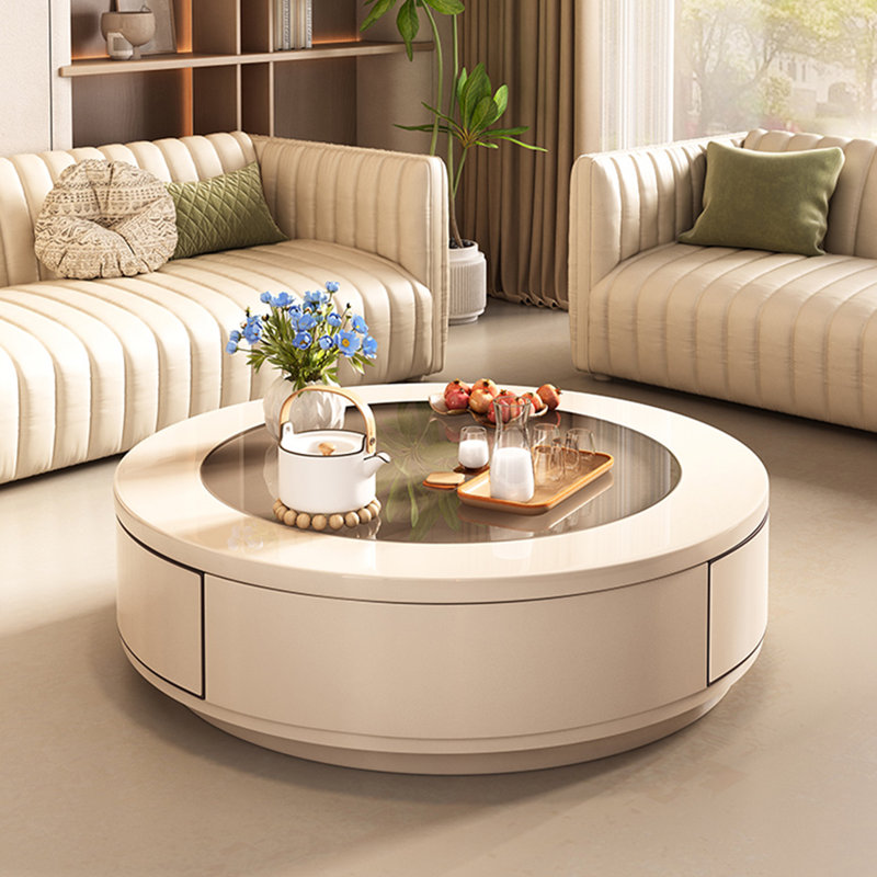 Table basse ronde Luxe, Beige / transparent