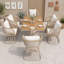 Ensemble de salle à manger 7 pièces pour l'extérieur avec table en bois et 6 fauteuils rembourrés, ensemble de salle à manger de patio avec structure en acier