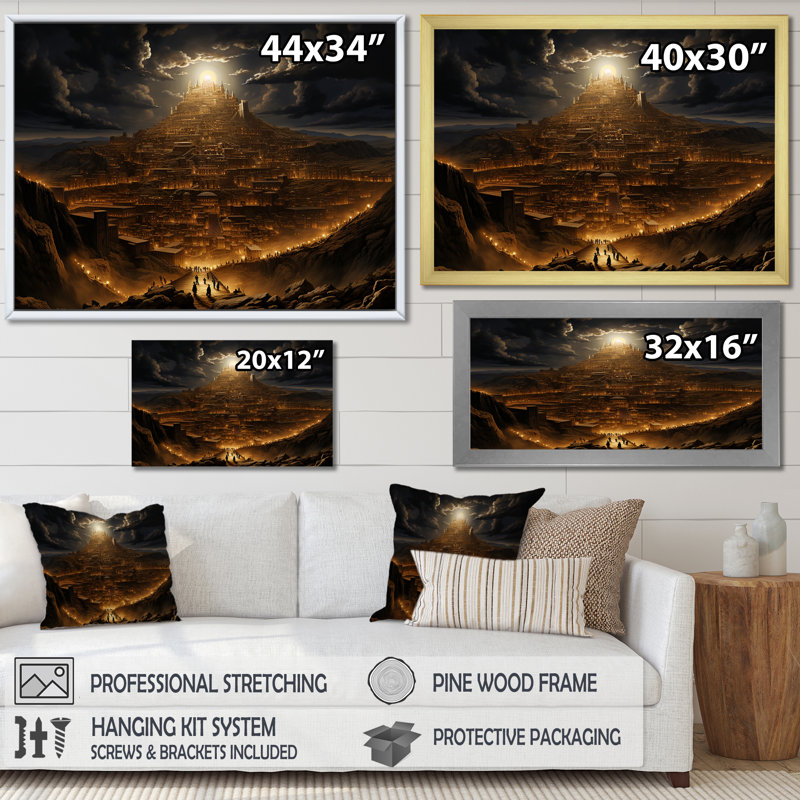 Judaïsme, Mont Moriah, sommet sacré, mystère clair de lune I sur toile, Toile tendue, H 24 po x l 32 po x P 1 po