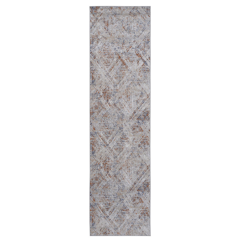 Tapis de couloir beige / géométrique 2X8