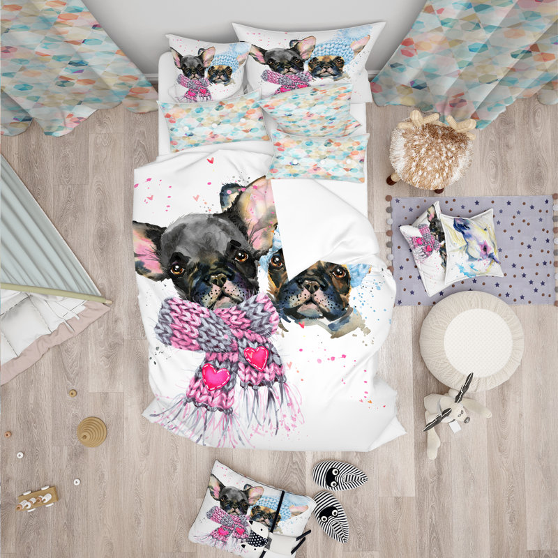 Lovely Puppies Animal Print Microfiber Duvet Cover Set