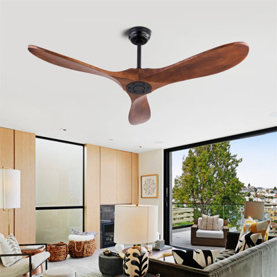 Ventilateur de plafond en bois naturel avec télécommande