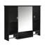 Armoire de rangement murale moderne 35 po x 28 po avec miroir et barre à serviettes, panneau de fibres à densité moyenne durable, tablettes réglables-691476111