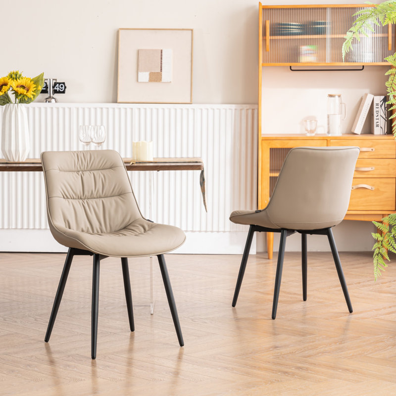 Chaise d'appoint rembourrée en similicuir Emsley avec pieds en métal, Kaki