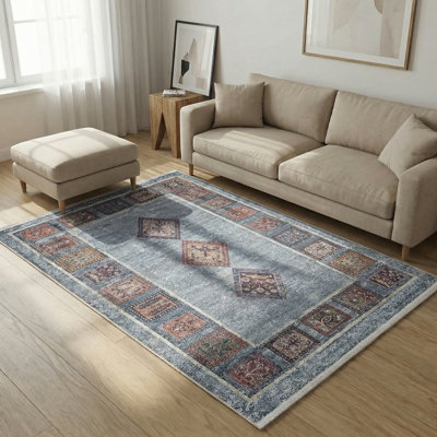 Tapis marocain à motif géométrique multicolore Thambiah