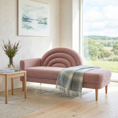 Chaise longue rembourrée en lin d'inspiration arc-en-ciel avec dossier incurvé