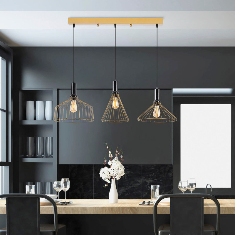Luminaire suspendu pour îlot de cuisine 3 lumières