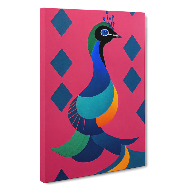 Peacock In Abstract - Wrapped Canvas, 76cm H x 50cm W