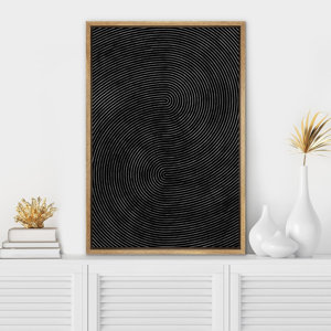 Geometric Line Geometric Dark Black 3D Wave Landscape Abstract Shapes Minimalism Contemporary Nordic Wall Decor On Canvas Print