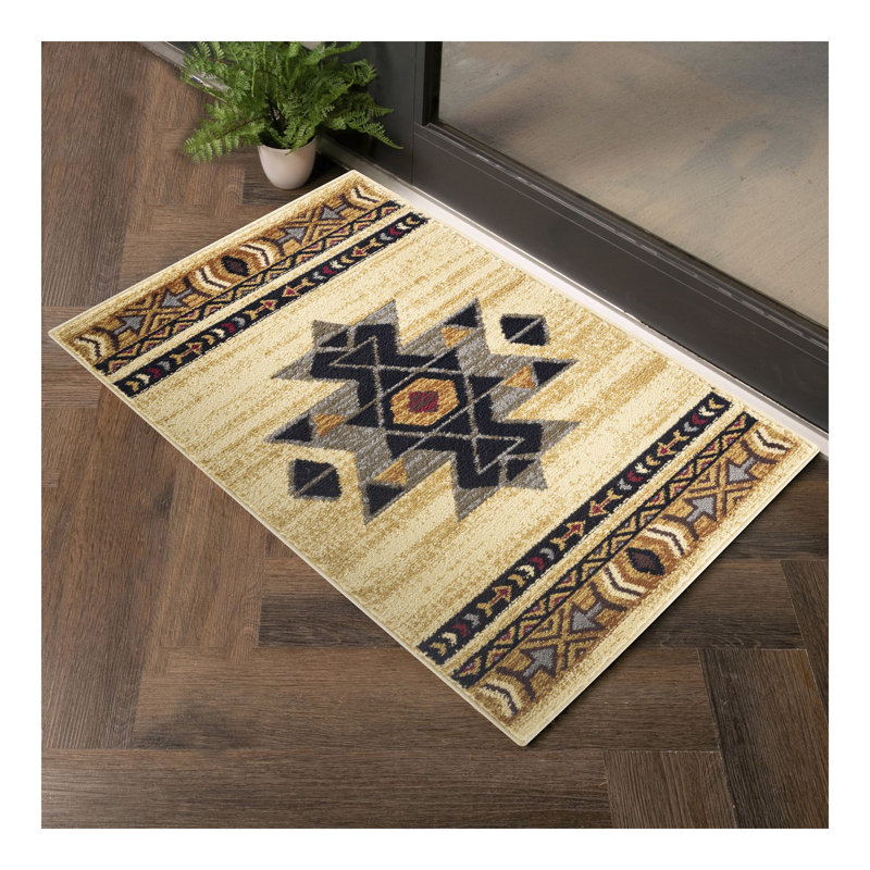 Tribes GC_YLS4006 Cream Southwest Area Rug, Runner 2'7" x 7'3"