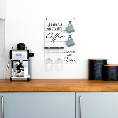 Wall Mounted Wine Glass Rack in White