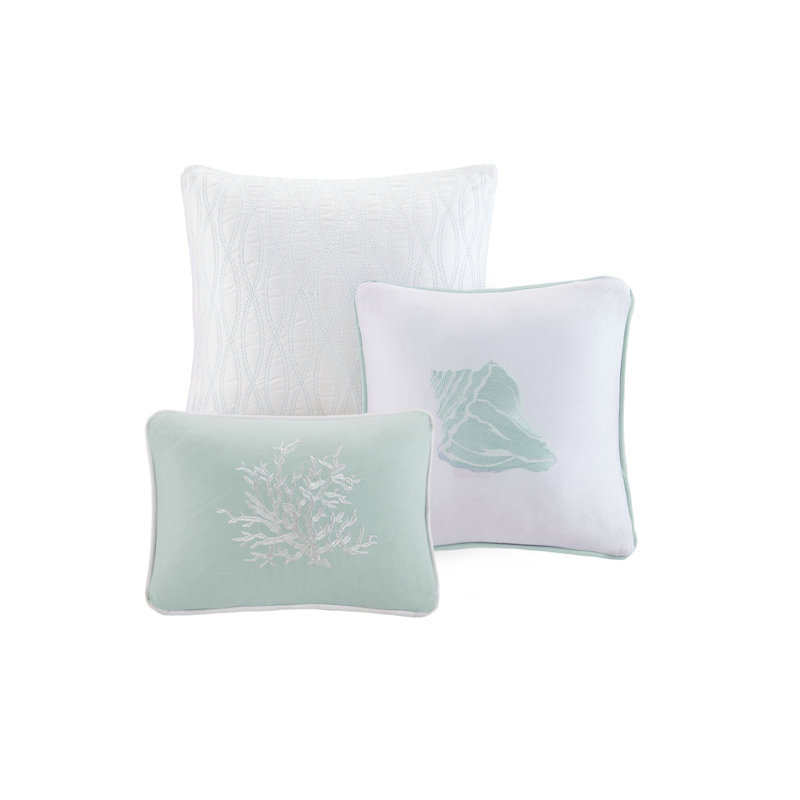 Oversized Cotton Jacquard Comforter Set Aqua, California King Comforter + 2 Shams