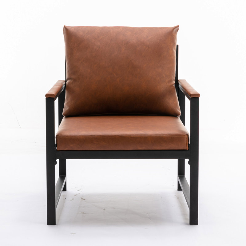 Chaise d'appoint moderne en similicuir avec structure en métal thermolaqué, Orange