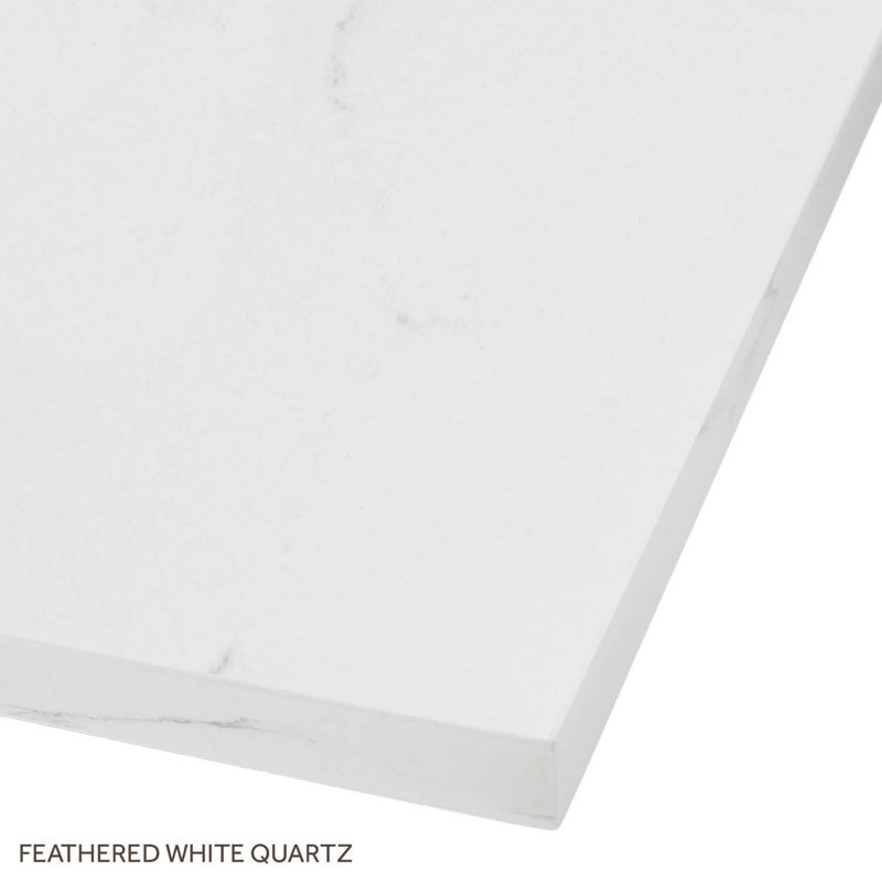 24" Aliso Single Bathroom Vanity Set with Rectangular Undermount Sink, Feathered White Quartz, Single-Hole Centered