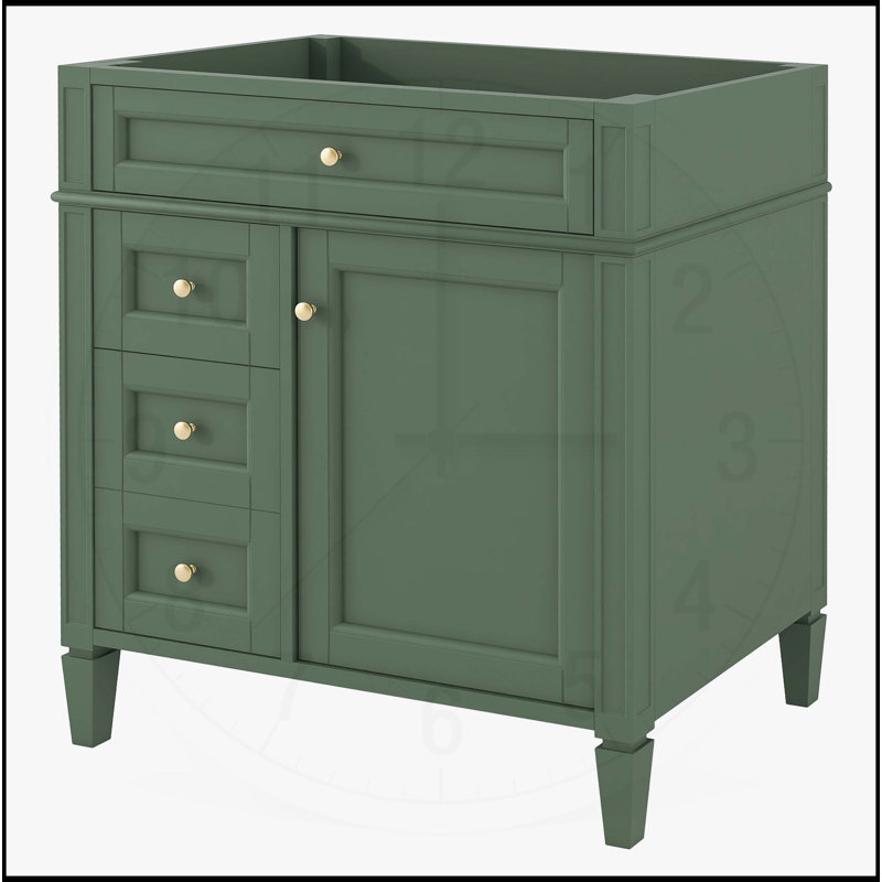 Meuble-lavabo 36 po sans lavabo supérieur, Bleu, Doré