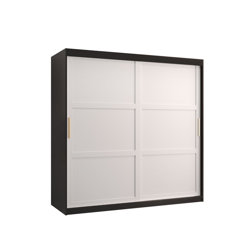 Jericho 2 Door Manufactured Wood Wardrobe, Black/White, 200cm H x 180cm W x 62cm D