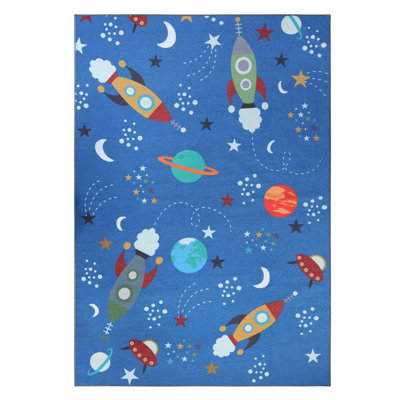 Pompey Little Flyer Power Loom 100% Polyester Kids Area Rug