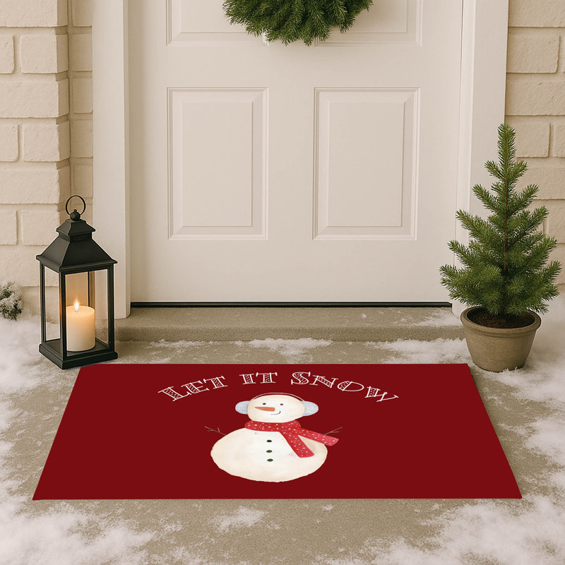 Tapis d'extérieur Let it Snow, Rouge, L 21 po x L 34 po