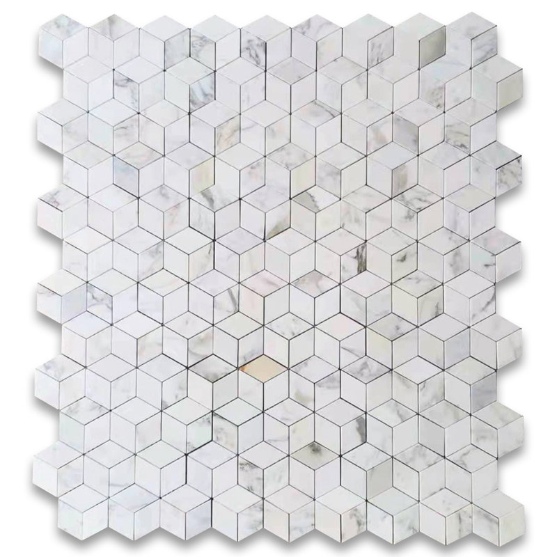 Calacatta 11" x 10" Marble Mosaic Tile, LIght Gray