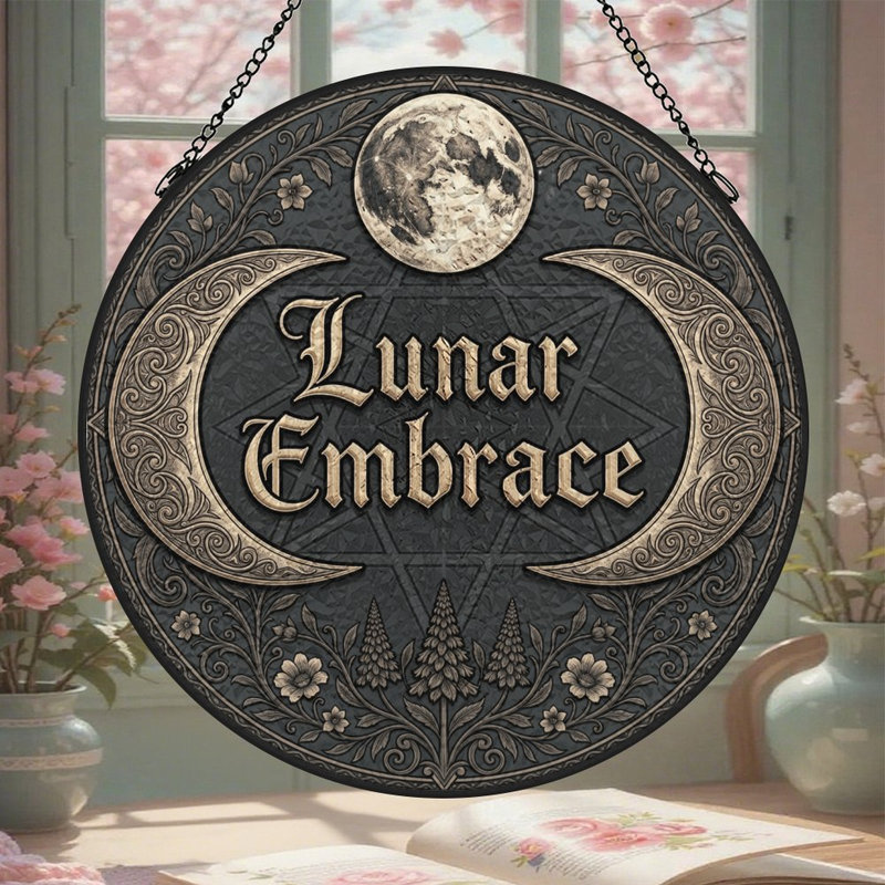 Panneau de vitrail lunaire Lunho Boho, 9,8 x 9,8 po (25 x 25 cm)