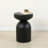 Solid Mango Wood Side End Table In Black, 12.4*17.7 Inch Round Wooden Accent Table, Small Round Plant Stand